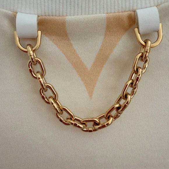 Louis Vuitton Ruffled sleeve T-shirt Cream and Gold Monogram Top - Picture 3 of 13